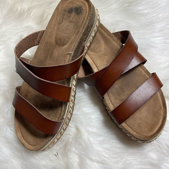 JellyPop Lanza brown straps slip on sandals size 9.5. - Picture 4 of 8